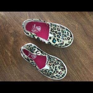 Girls size 6 leopard slip ons